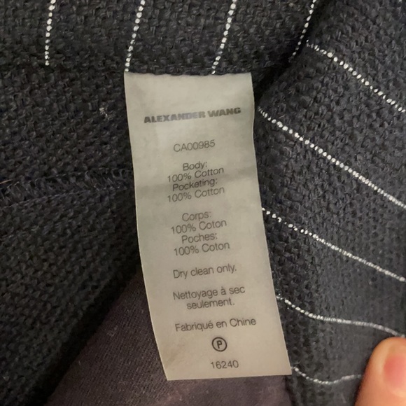 Alexander Wang navy pinstripe frayed trouser sz 4 - Picture 7 of 8